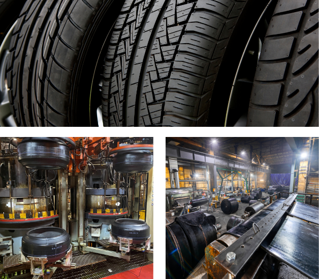3 images of a tyre facility