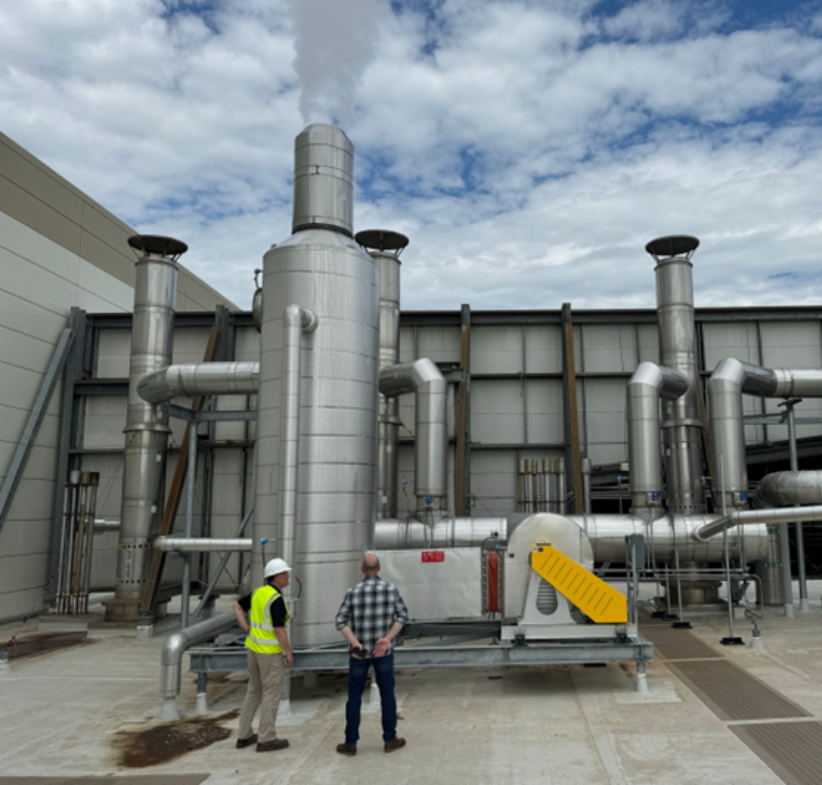 Thermal Energy engineers on site watching a FLU-ACE at a pharmaceutical manufacturing site