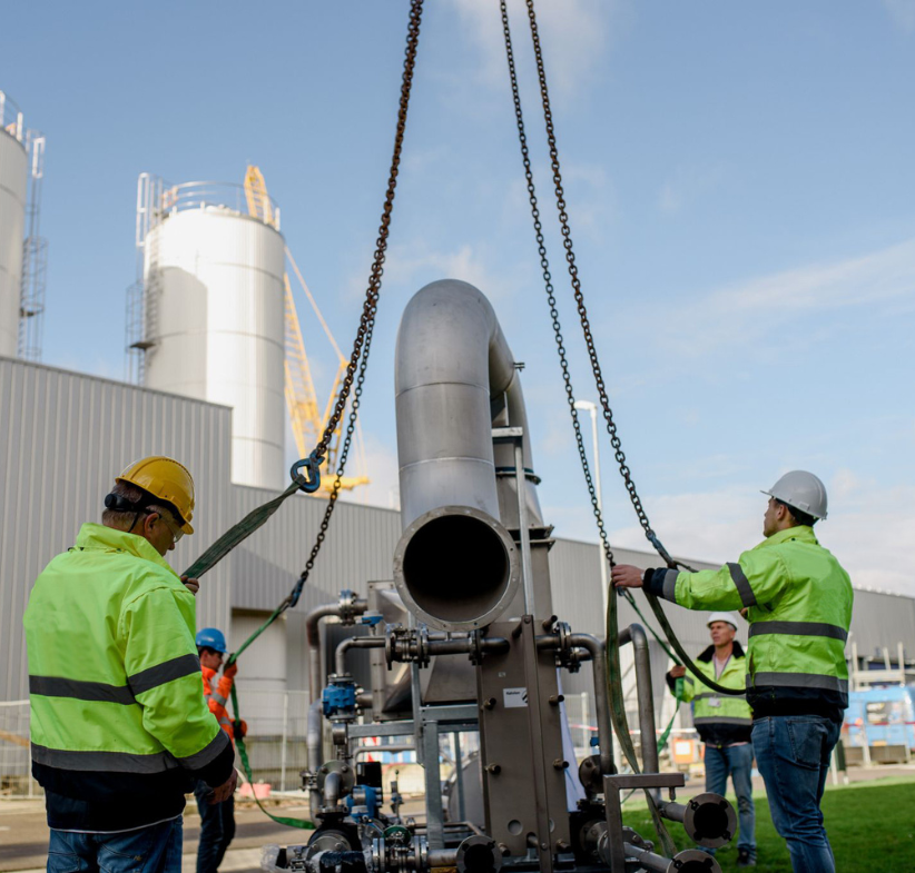 Engineers installing TEI product