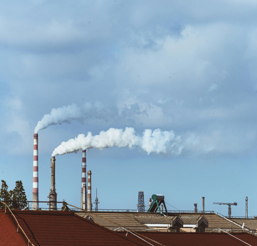 Chimney smoke coming out of an industrial plant