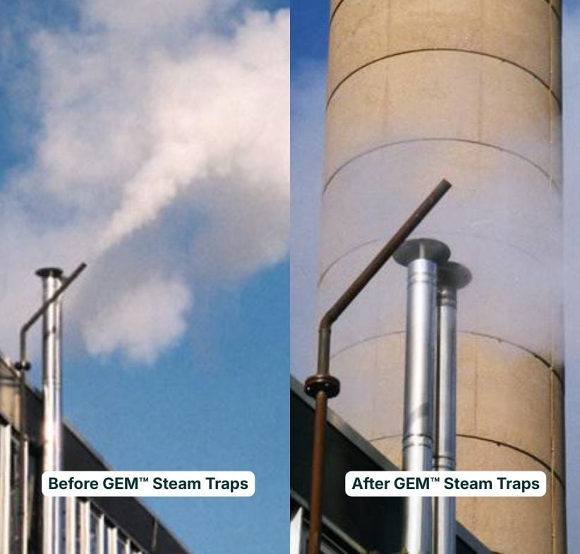 Steam plume at hospital before and after GEM installation