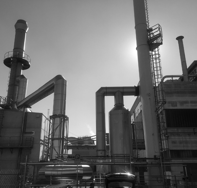 Completed FLU-ACE™ heat recovery installation with exhaust ductwork and stacks